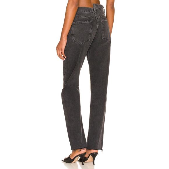 Agolde Revole Black Criss Cross Asymmetrical Straight Leg High Rise Jeans Sz 26 - Picture 6 of 9